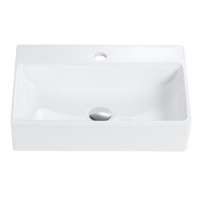 BB15-20Y-301 20'x14' Integrated White Ceramic Bathroom Sink With 1 Faucet Hole & Overflow
