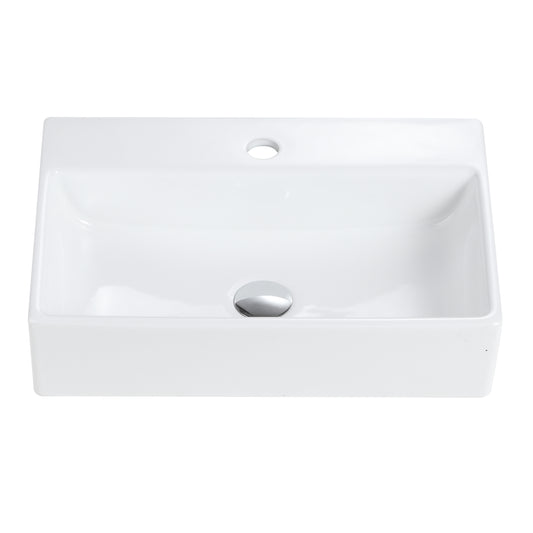 BB15-20Y-301 20'x14' Integrated White Ceramic Bathroom Sink With 1 Faucet Hole & Overflow