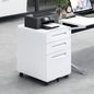 3 Drawer Mobile File Cabinet Under Desk Office,Simple Style Versatile Storage Cabinet for Legal/Letter/A4 Files, 5 Wheel Design Anti-Tilting Cold Rolled Steel Waterproof Moisture-Proof White