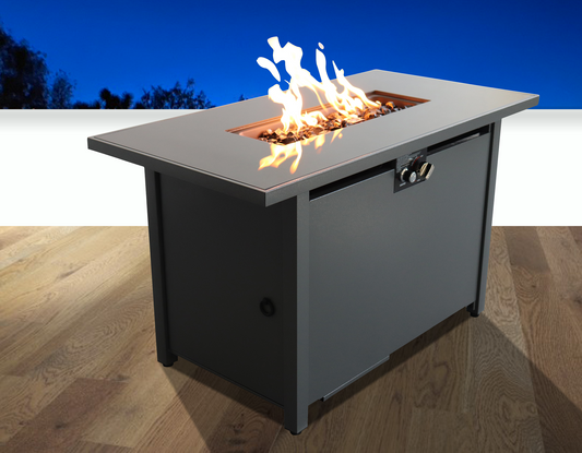 43' Smoked Glass Metal Rectangle Fire Pit