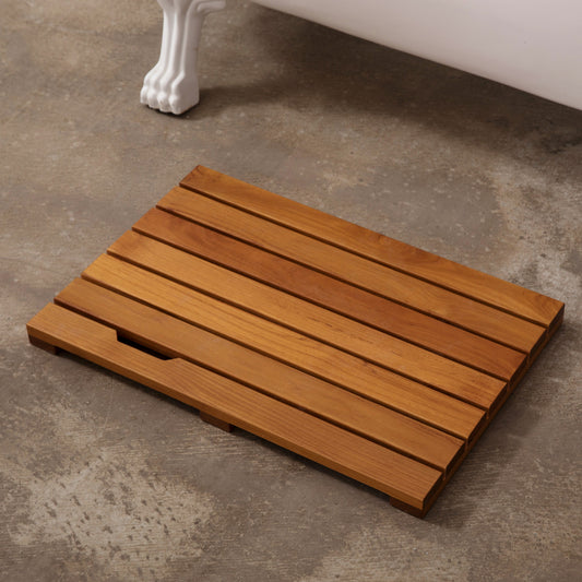 Solid Teak Wood Bathroom Shower Mat Bathroom Anti-Slip Mat for Bathroom, Outdoor 'L23.6-W15.7'