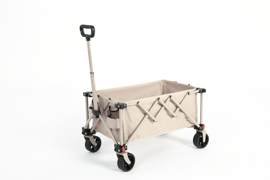 Folding Wagon Carts,Folding Wagon Cart with All Terrain Wheels,Heavy Duty Garden Carts with Adjustable Handle,Outdoor Utility Wagon for Camping Shopping Sports Fishing Beige