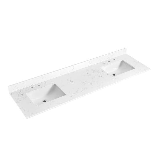 72'x 22' bathroom stone vanity top engineered color with undermount ceramic sink and 3 faucet hole with backsplash
