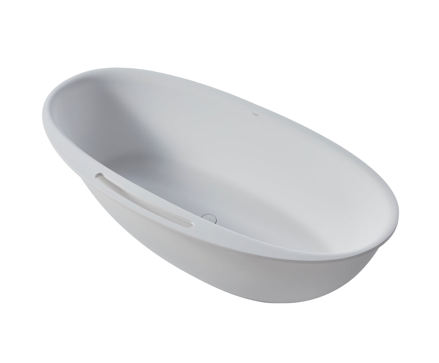 67 in. Stone Resin Flatbottom Solid Surface Freestanding Soaking Bathtub in White with Brass Drain