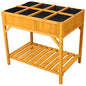 Raised Garden Bed with Legs, Wooden Elevated Planter Box with 8 Grids Divider & Protective Liner, Standing Garden Planter Bed for Vegetables Flowers Herbs on Deck Patio Backyard