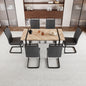 59 ' Dining Table Rural Industrial Rectangular MDF Light Wood Set and PU Armless Dining Chair Set, 6-piece. Kitchen Black Metal Table Leg Dining Chair Set