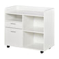 Vinsetto Filing Cabinet Printer Stand Mobile Lateral File Cabinet with 2 Drawers, 3 Open Storage Shelves for Home Office Organization, White