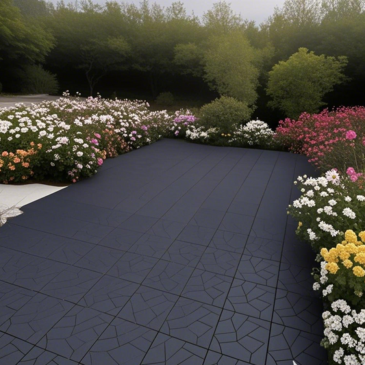 Stone Style 12' Patio Deck Tiles, DIY Module Interlocking Decking Tiles Floor Tile  Outdoor and Indoor,Easy and Quick Installation Court Tiles for Porch Poolside Balcony Backyard 44pcs DARK GRAY