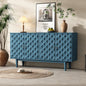 TREXM Modern 4-door Sideboard with Convex Pattern Doors and 2 Silver Handle for Living Room, Dining Room, Kitchen (Navy)