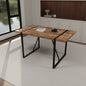 55 ' dining table modern rural industrial rectangular MDF dark wood, 4-6 people, 1.5' thick engineering wood tabletop and black rectangular metal legs, used for home & kitchen