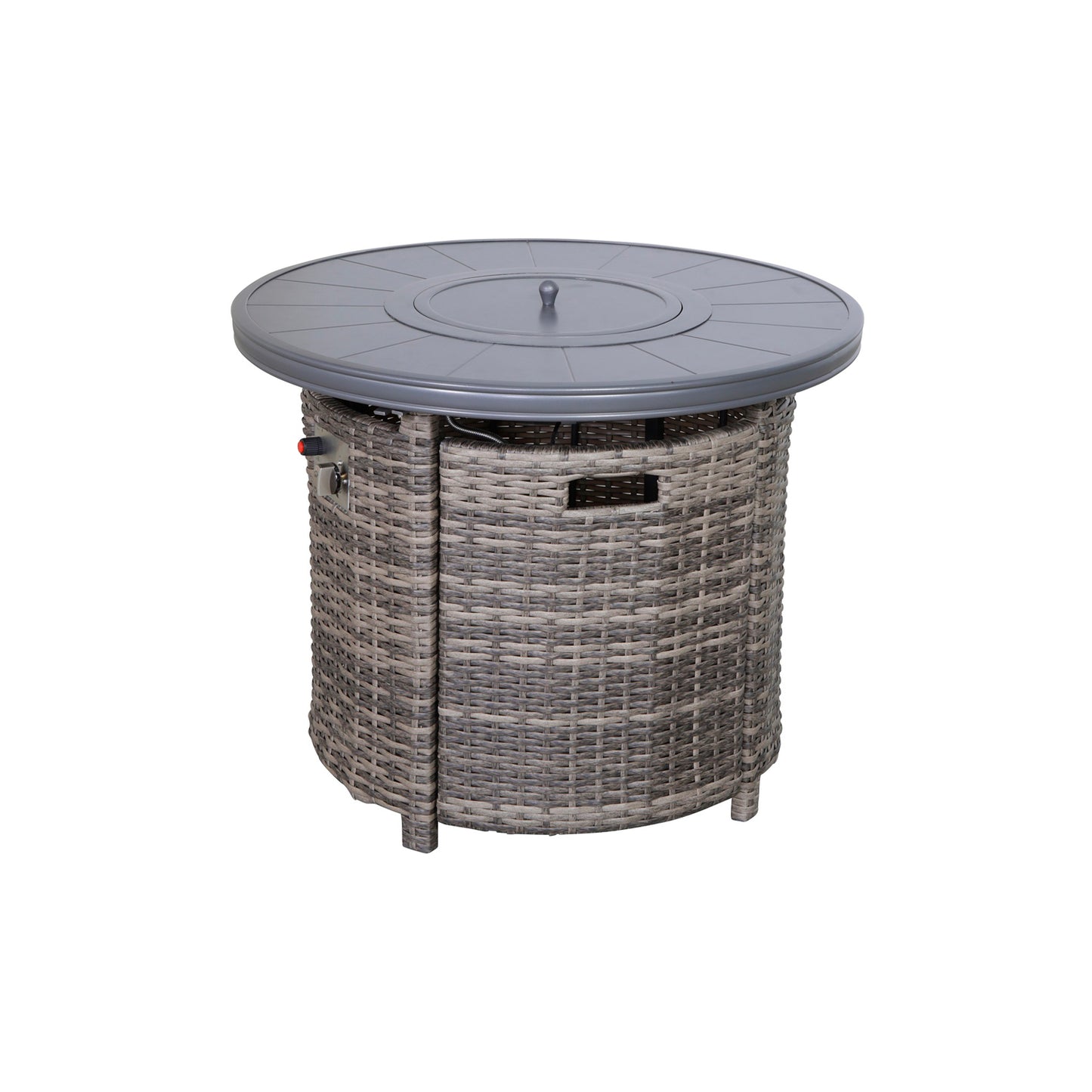 25' H x 32' W Aluminum Outdoor Fire Pit Table with Lid(Mixed Gray)
