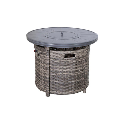 25' H x 32' W Aluminum Outdoor Fire Pit Table with Lid(Mixed Gray)