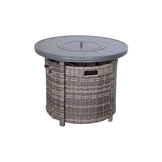 25' H x 32' W Aluminum Outdoor Fire Pit Table with Lid(Mixed Gray)