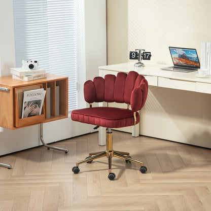 COOLMORE Velvet Home Office Desk Chair, Modern Cute Computer Chair, Wheels Swivel Height Adjustable Swivel Task Chair for Home Office (Wine Red Velvet)