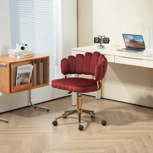COOLMORE Velvet Home Office Desk Chair, Modern Cute Computer Chair, Wheels Swivel Height Adjustable Swivel Task Chair for Home Office (Wine Red Velvet)