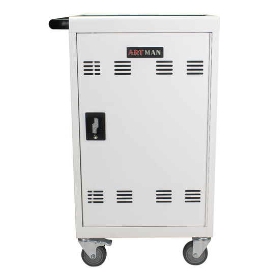 30+2Bay Mobile School Charging Cart Station for Chromebook, Tablet and Laptop Computer with Power Strip Included, Assembly Required-WHITE