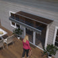 79' x 34' Window Awnings Door Entrance Canopy, Aluminum Alloy Bracket, 0.137 Inch Thick Crystal Solid Polycarbonate Sheet with Valance for Wooden Wall House (DA7934W Series Brown Roof)