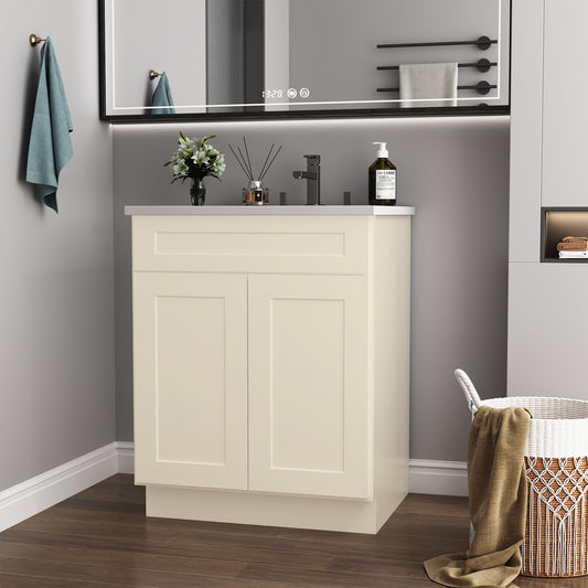 24'in. W x 21'in. D x 34.5'in. H in Antique White Plywood Ready to Assemble Floor Vanity Sink Base Kitchen Cabinet
