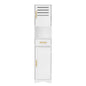 Tall Bathroom Floor Storage Cabinet,Narrow Slim Freestanding Cabinet with 1 Drawer and 2 Doors Storage Cabinet with 5 Adjustable Height Shelf, 15 x 12 x 67Inches, White