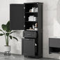 Tall Bathroom Storage Cabinet, Freestanding Storage Cabinet with Two Different Size Drawers and Adjustable Shelf, MDF Board with Painted Finish, Black