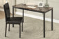 2pc Writing Desk and Chair Set Black Finish Metal Frame Faux Leather Upholstery Small Space Furniture Home Office
