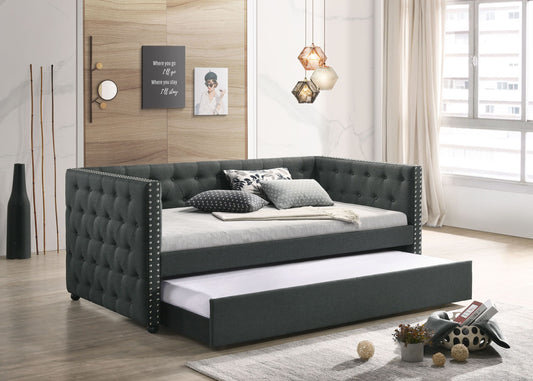 Romona Gray Fabric Daybed W/Trundle (Twin)