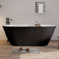 67'' acrylic freestanding bathtub with unique diamond pattern design: spacious oval shape, Black finish, Chrome overflow and pop-up drain CUPC Certificate