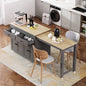 K&K 74.5 inch Kitchen Island with Extendable Dining Table , Rolling Kitchen Island on Wheels with Spice Rack and 2 Drawers,  Kitchen Storage Cart with 4 Door Cabinet, for Kitchen, Dining Room, Grey
