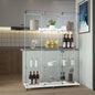 Tempered Glass Display Cabinet,Wine Cabinet, Storage Cabinet,File Cabinet with Bluetooth LED Light Strips,Tempered Glass Top, Lock on Door Wheels,Suitable for Living Room, Bedroom, Hall, Office,white