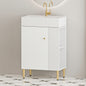 21.6' Open-shelving Bathroom Vanity with Ceramic Sink and Soft-Closing Door, Cloakroom Open Shelf Storage Cabinet on the Right Side, Assembly Required, White 24VB06-21WHR