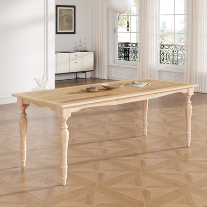 TOPMAX Vintage Traditional 82.7inch Extendable Dining Table with 23.6inch Removable Leaf, Natural