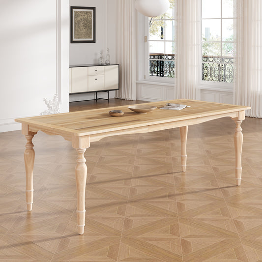 TOPMAX Vintage Traditional 82.7inch Extendable Dining Table with 23.6inch Removable Leaf, Natural