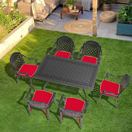 (Cushions In  Random Colors)7-Piece Set Of Cast Aluminum Patio Furniture With  Cushions