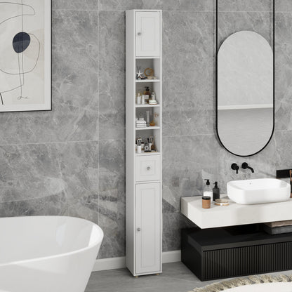 Tall Slim Bathroom Storage Cabinet, 71' Freestanding Bathroom Cabinet with 1 Drawer, 2 Doors and 4 Adjustable Shelves-White