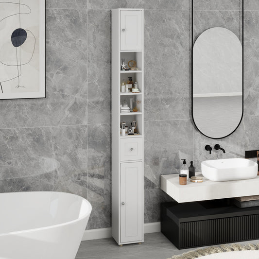 Tall Slim Bathroom Storage Cabinet, 71' Freestanding Bathroom Cabinet with 1 Drawer, 2 Doors and 4 Adjustable Shelves-White
