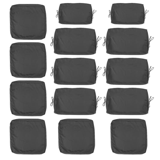 Cushion Covers for 7 Pcs (6-Seaters) Wicker Rattan Sectional Sofa,  14Pack Cushion Slipcovers Set Seat and Back,Outdoor Cushion Slipcover with Zipper, Khaki(Only Cover) Grey