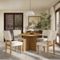 TOPMAX Modern 5-Piece Round Dining Table Set Pedestal Kitchen Table Set with 4 Upholstered Dining Chairs for Studio, Apartment, Small Places, Natural