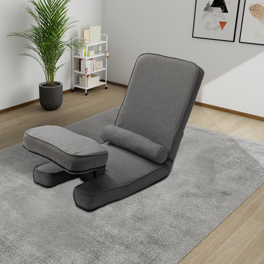 Folding Sofa Bed, Convertible Sleeper Chair Bed with table, Gaming Floor Chair with 5-Position Adjustable Back Support, Small Comfy Couch for Bedroom Small Space, Apartment Dorm(Dark Grey)
