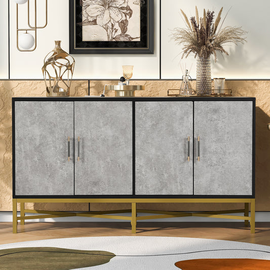 U_STYLE  Distinctive Features of Four-Door Sideboard with Metal and Cross-Leg Design,Suitable for Living Rooms,Entrance and Study