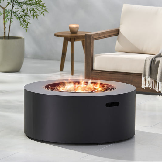 32' Patio 40,000 BTU Round Iron Propane Fire Pit, Dark Grey (Tank Cover not Included)