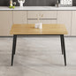 Modern minimalist MDF grain tabletop dining table, stylish dining table, kitchen dining table, sturdy and durable, easy to assemble, black metal leg design, suitable for 4-6 people, suitable for home