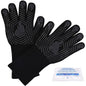 BBQ Gloves, 1472°F Heat Resistant Fireproof Mitts, Silicone Non-Slip Washable Oven Kitchen Gloves for Barbecue, Grilling, Cooking, Baking, Camping, Smoker (Black)