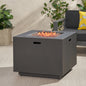 33' Outdoor Iron Square Propane Fire Pit, Tank Inside, Brushed Brown - 50,000 BTU
