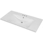 36' Single Bathroom Vanity Top with White Basin, 3-Faucet Holes, Ceramic, White