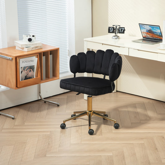 COOLMORE Velvet Home Office Desk Chair, Modern Cute Computer Chair, Wheels Swivel Height Adjustable Swivel Task Chair for Home Office (Black Velvet)