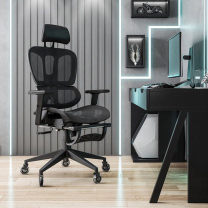 Techni Mobili Ultimate Reclining Ergonomic Mesh Office Chair with Lumbar Support and Footrest