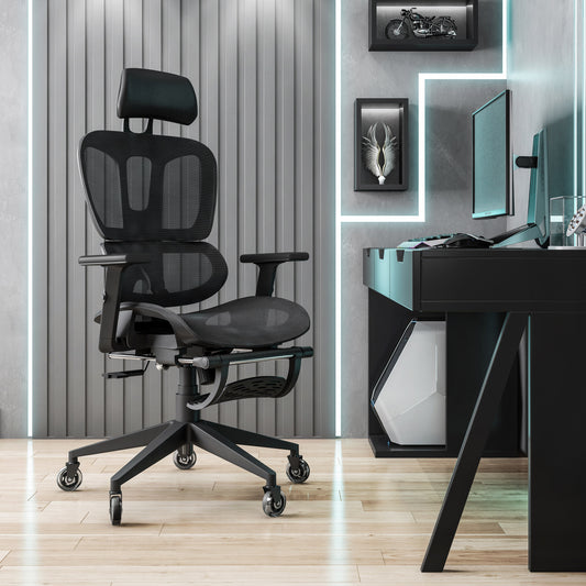 Techni Mobili Ultimate Reclining Ergonomic Mesh Office Chair with Lumbar Support and Footrest