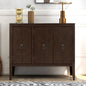 U_STYLE Adjustable Shelf Storage Sideboard with 3 Retro Metal Handles and 4 Pinewood Legs, for Entryway, Living Room, Study Room, Dining Room