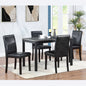 5 Piece Wooden Dining Table Set, Kitchen Table Set with a Rectangular Table and 4 Upholstered Chairs, Wooden Dining Room Table with Crystal Decoration and Chairs Set for Kitchen, Dining Room, Black