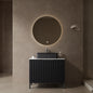 TURIO 30' Bathroom Vanity with Sink, Freestanding Bathroom Storage Cabinet with 2 Doors, Black Ceramic Basin and Carrara White Counter Top, Black Color